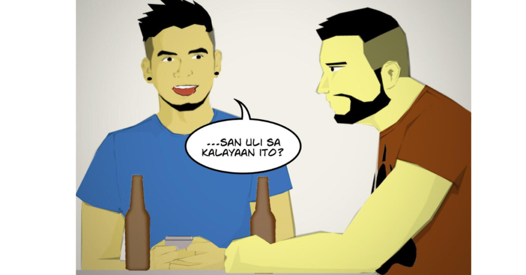 Generation Q Episode 1.11 Kalayaan – The crew sits at the bar chatting and checking the entrance.